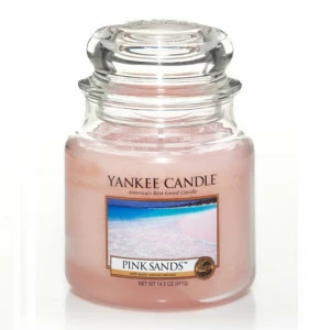 Свеча средняя в стеклянной банке "Розовые пески" Pink Sands 411 гр 65-90 часов YANKEE CANDLE  268007 Розовый