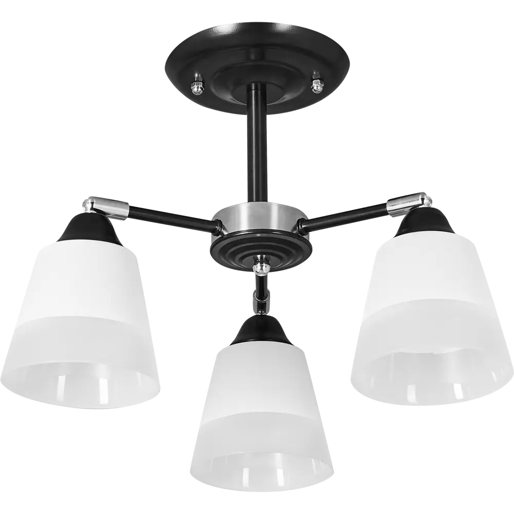 Люстра потолочная Рифма 3 лампы 9 м² цвет чёрный/белый КЛЮЧНИК STLM-2206358 - Вид №2