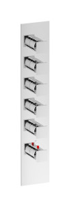EUA511BONRU Комплект наружных частей термостата на 5 потребителей - вертикальная прямоугольная панель с ручками Rubacuori IB Aqua - 5 потребителей
