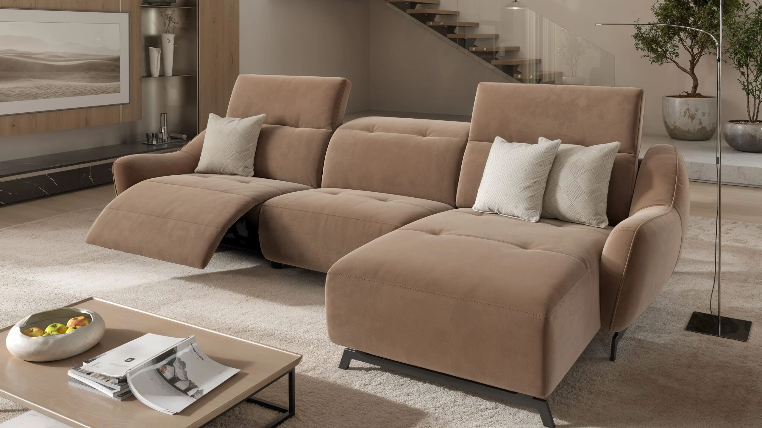 Тканевый диван с полуостровом Sofanella Ливери ARCH-00021204 - Вид №1