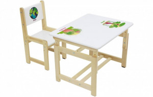vpk-0003051-05 Комплект растущей детской мебели Polini kids Eco 400 SM, Дино 2, 68х55 см, белый-натуральный ВПК (Тополь)