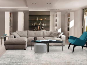 Модульный тканевый диван с полуостровом