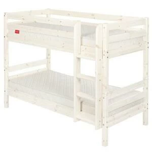 Кровать Flexa Classic двухъярусная с прямой лестницей, белая, 200 см