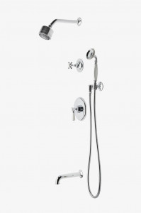 HGSP23 Душевой комплект Highgate с балансировкой давления, душевой лейкой 3 1/4 дюйма, ручным душем, изливом ванны и перекрестной перекрестной рукояткой. Waterworks