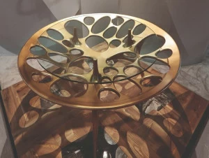 Bellotti Ezio Деревянный стол и стеклянная поверхность с отделкой из жидкой бронзы Gea 2019-40