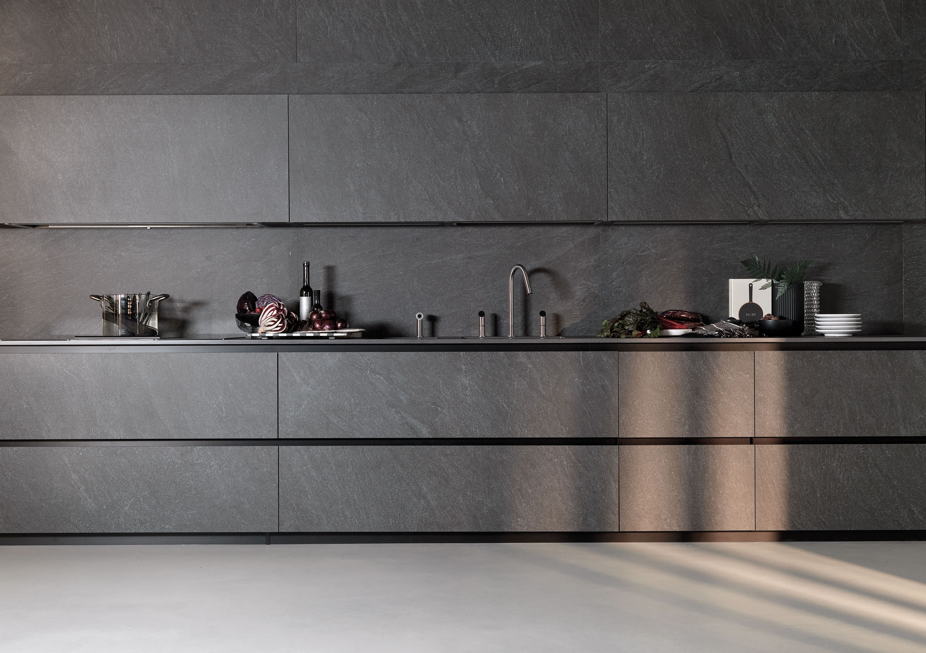 Линейная секционная кухня без ручек Euromobil Telero ARCH-00091263 - Вид №1