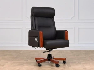 Arrediorg.it® Кожаное кресло руководителя с подлокотниками  A383 black