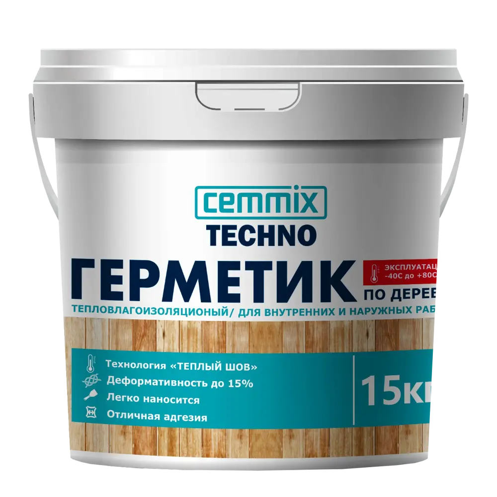 90602621 Герметик для Теплых швов Cemmix акрил для деревянных поверхностей белый ведро 15 кг STLM-0854245