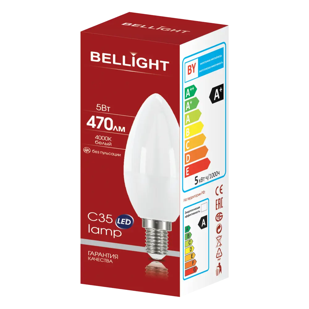 Светодиодная лампа BELLIGHT Е14 свеча 5Вт с нейтральным белым светом 84791713 STLM-1402392 - Вид №4