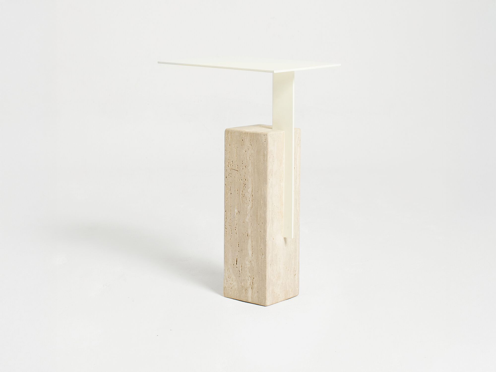 Журнальный столик с травертиновым основанием и металлической столешницей YET. Design Studio MONO ARCH-00029357 - Вид №2