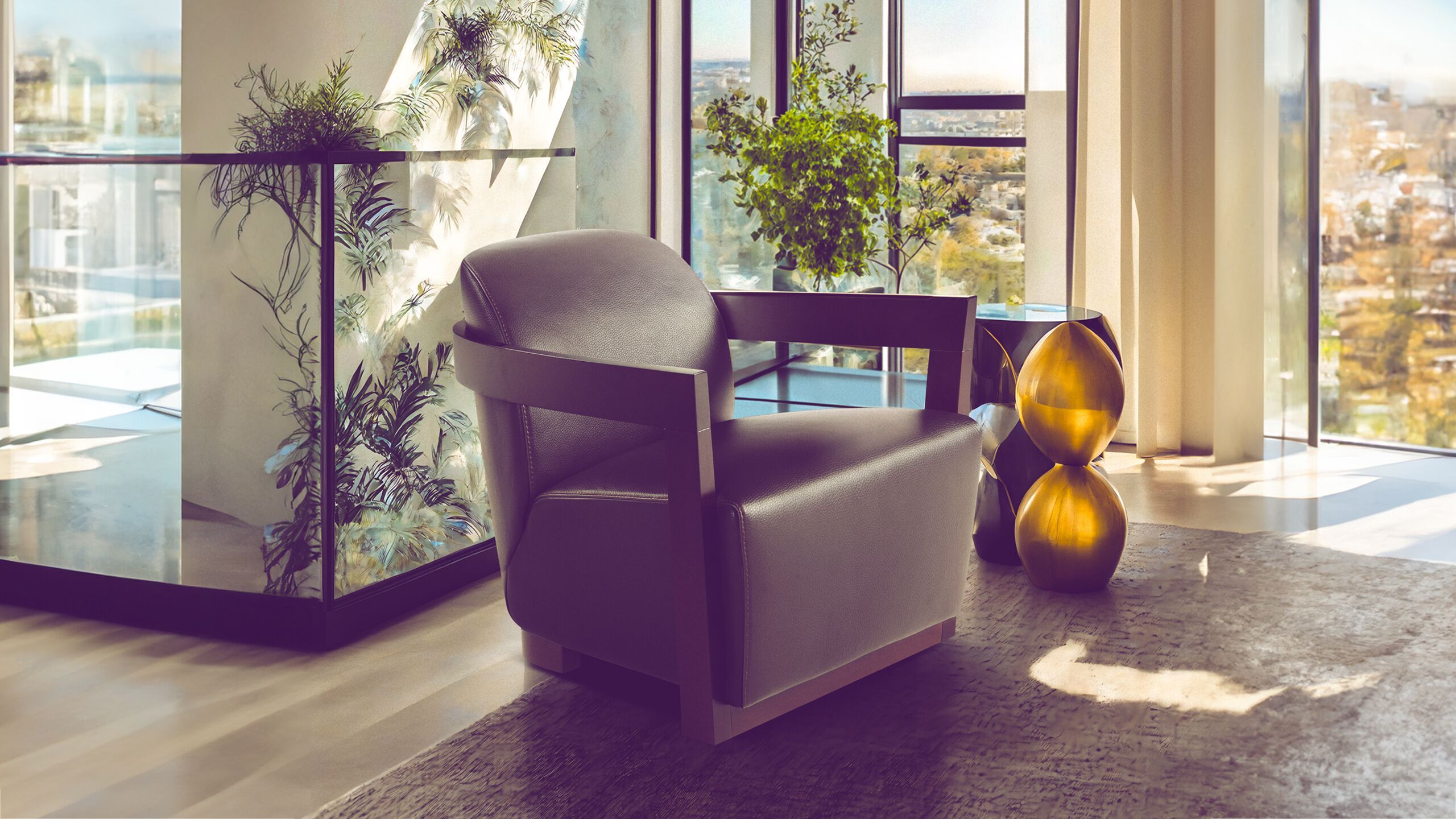 Кожаное кресло с подлокотниками Calia Italia Superior ARCH-00013121