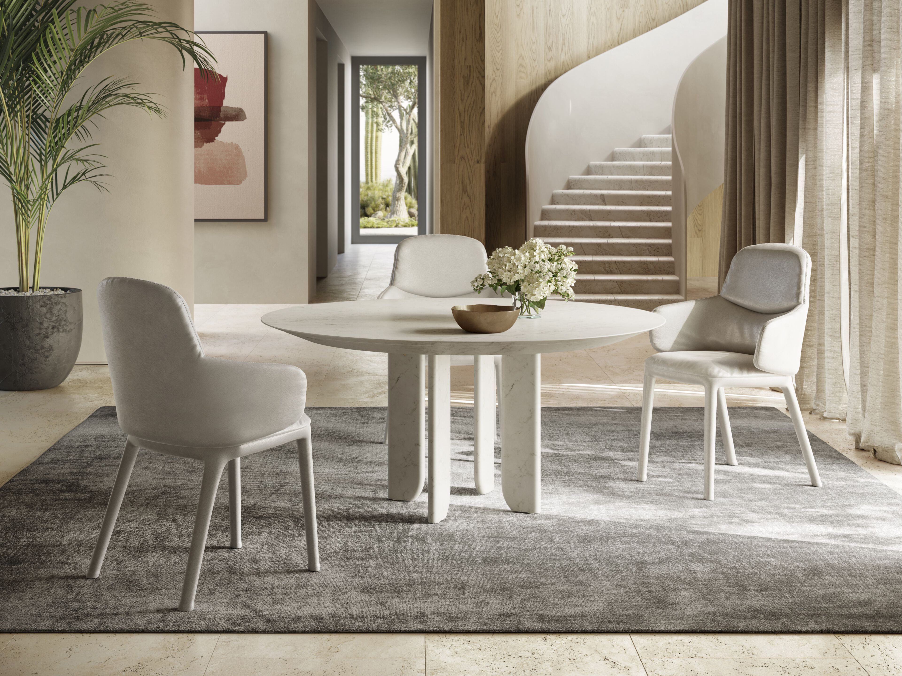 Круглый обеденный стол с столешницей Betacryl® Natuzzi Italia LIBRA ARCH-00008260 - Вид №1