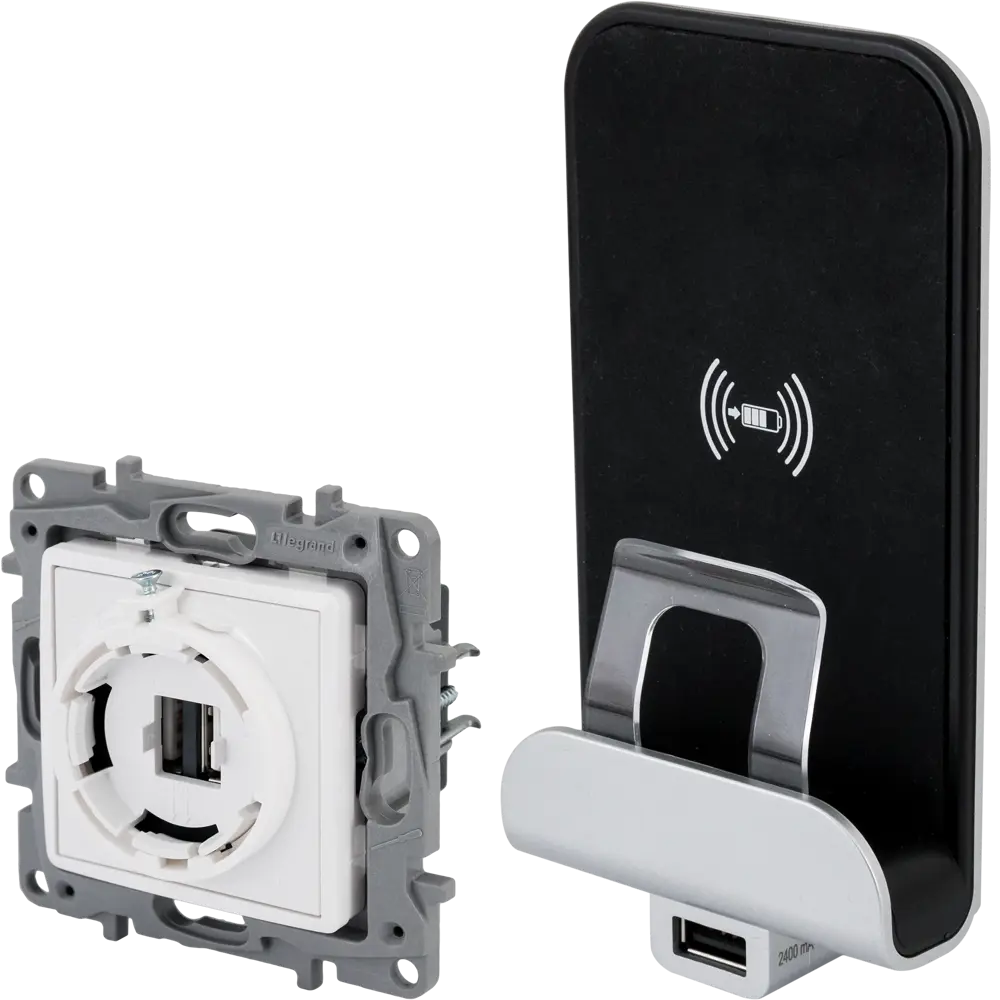 Зарядное устройство беспроводное Legrand 2.4 А цвет черный STLM-2201650 - Вид №1