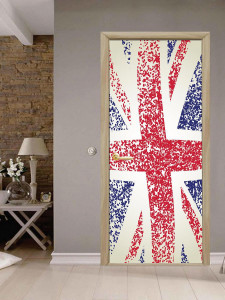90225116 Наклейка интерьерная на дверь "Флаг Великобритании, волнистый - гранж" самоклеящаяся 80х200 см STLM-0138924 МЕЧТАТЕЛЬ ДИЗАЙН