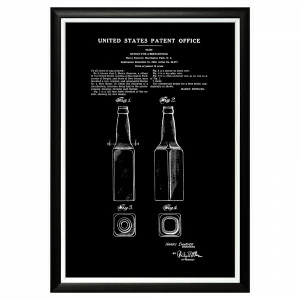 Арт-постер прямоугольный 46х66 см "Патент на бутылку для пива" BYOBJECT ГРАФИКА 00-3875243 Белый;черный