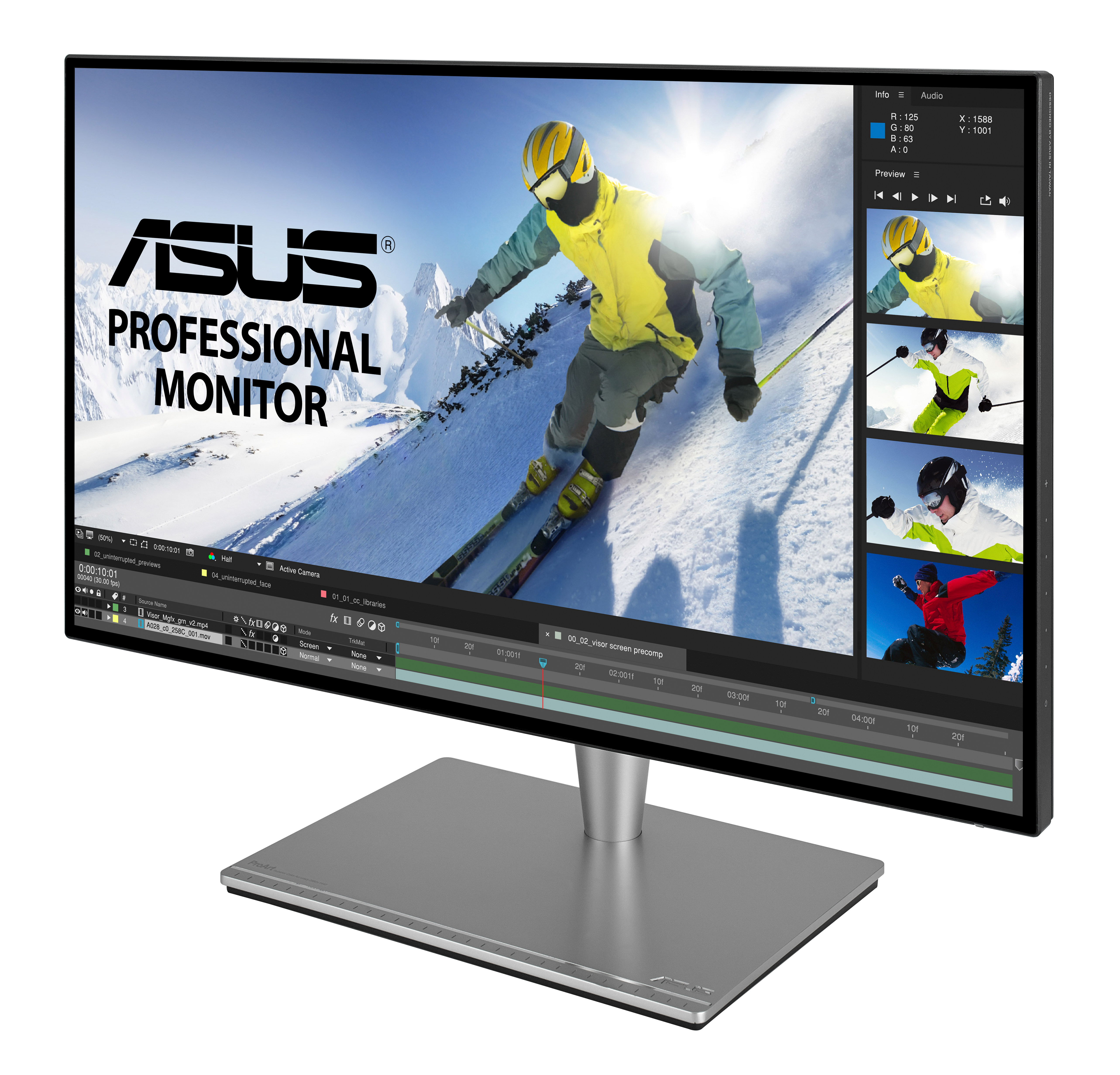 90LM02N0-B01370 proart pa27ac 27" professional monitor, wqhd (2560x1440), ips 4 side-frameless, hdr, 100% srgb/rec.709, △e< 2, thunderbold typec usb 3/bk/5ms/dp+hdmi+speaker ASUS ASUS ProArt Santreyd  - Вид №4