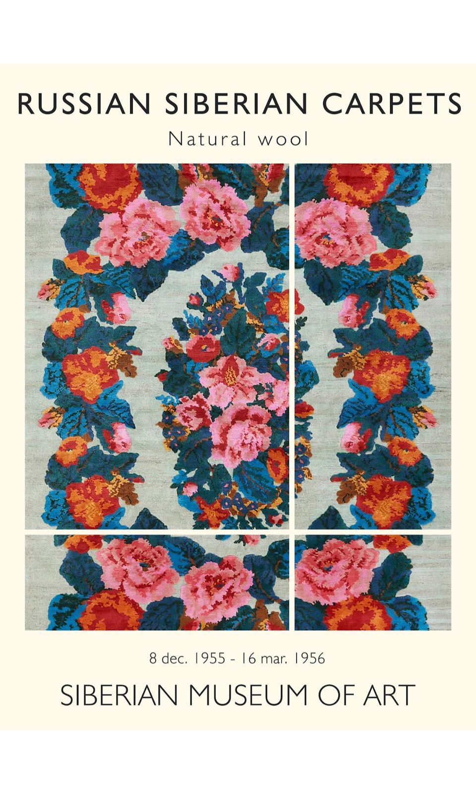 90267511 Постер на холсте Сибирские ковры - Цветочный узор 90х120 см в подарочном тубусе STLM-0157414 Santreyd