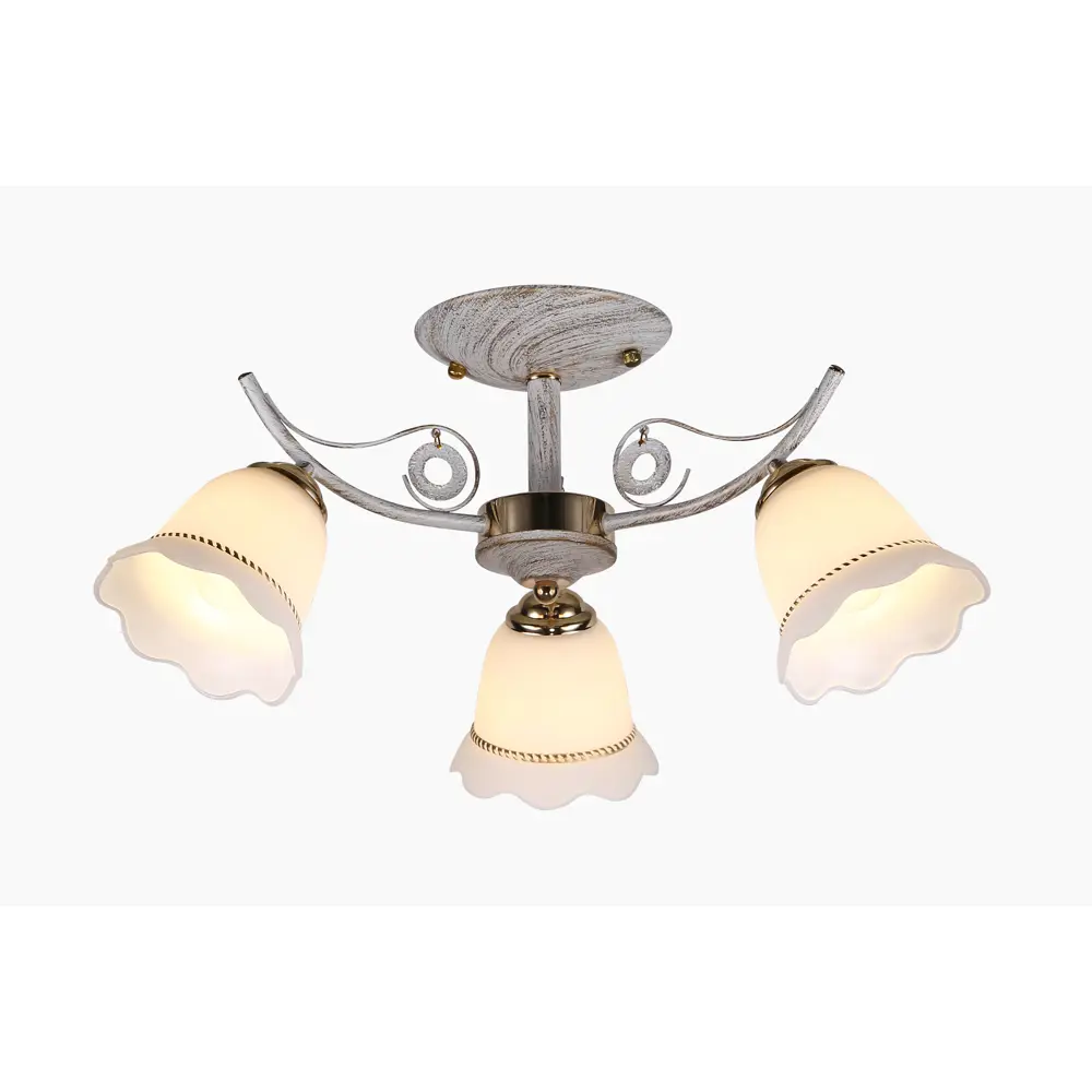 Люстра потолочная Winifred, 3 лампы, 10 м², цвет золотой/белый Toplight STLM-2138265