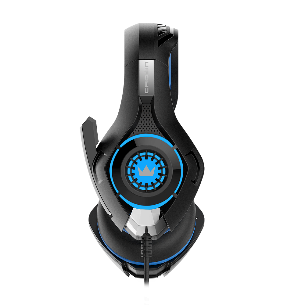 CMGH-101T Blue Гарнитура игровая cmgh-101t black&blue (подключение jack 3.5мм 4pin+ адаптер 2*jack spk+mic,частотный диапазон: 20гц-20,000 гц ,кабель 2.1м,размер d 250мм, регулировка громкости, микрофон на ножке) Crown Santreyd  - Вид №2