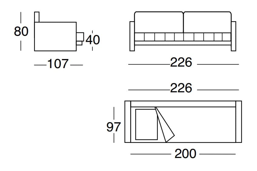 Одноместный диван-кровать из ткани Dema NOTTEDI' ARCH-00123876 - Вид №3