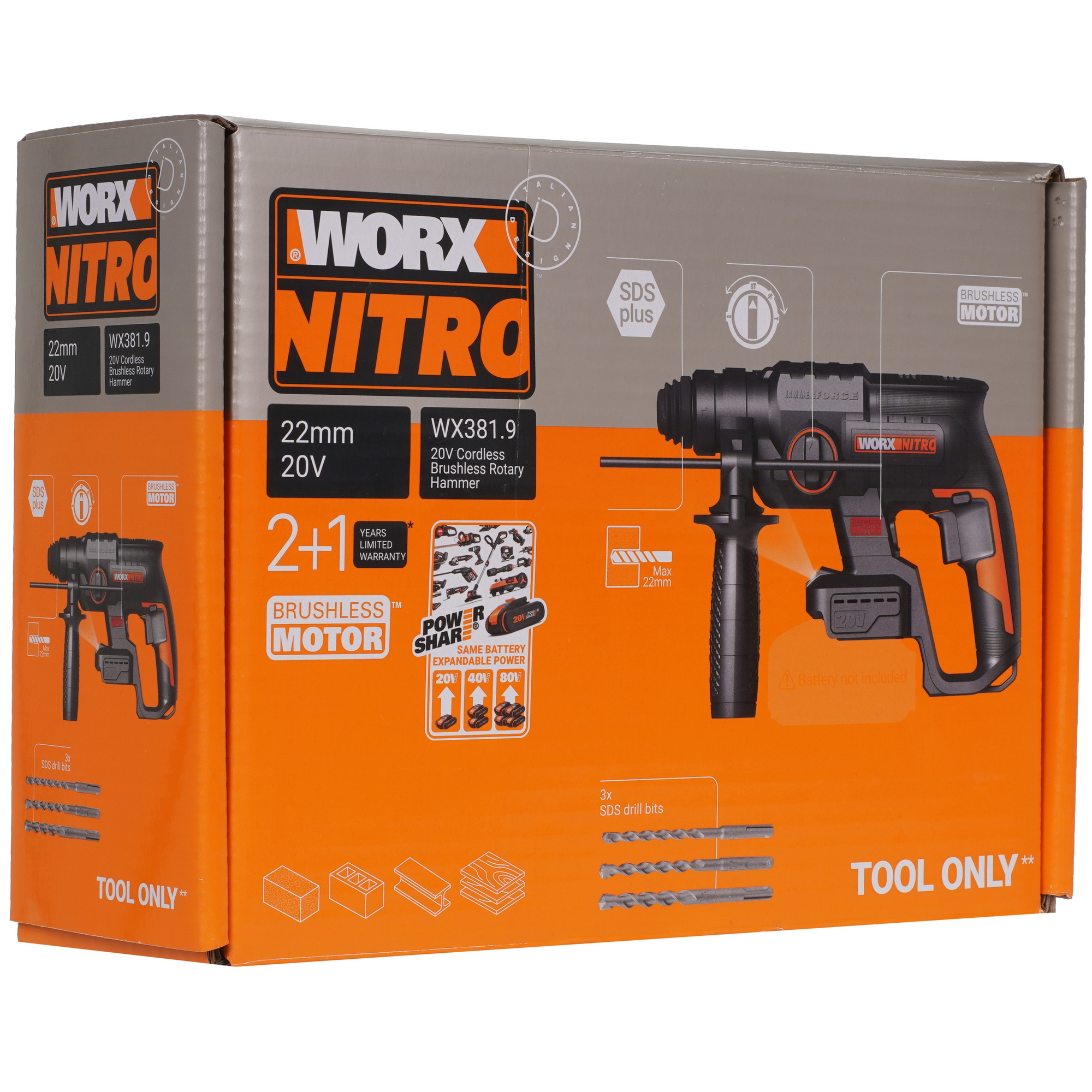 Перфоратор Worx WX381.9 PowerShare 20V , Без ЗУ, Без АКБ 9083073 STDN-0130082 - Вид №7