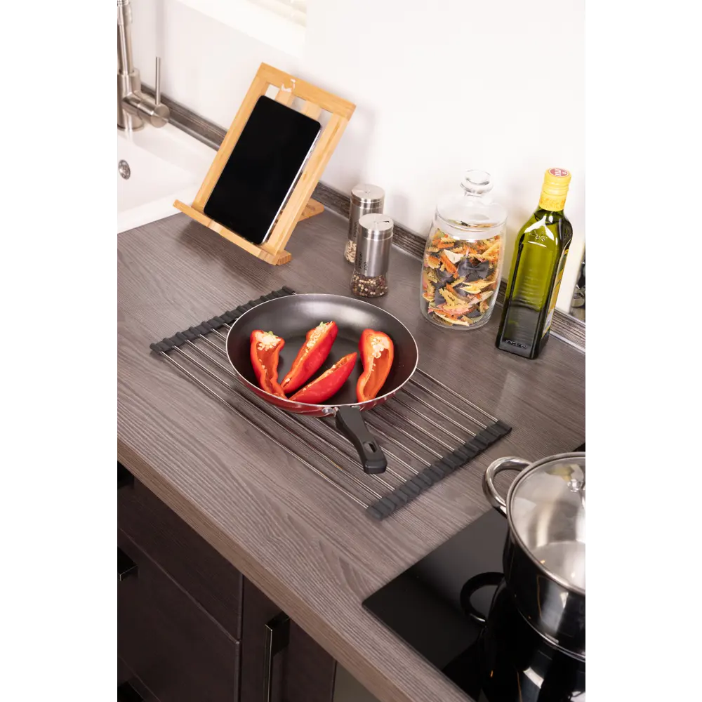 Подставка под горячее и решётка на мойку NEO 40x24 см нержавеющая сталь цвет чёрный хром Santreyd STLM-2133979 - Вид №3