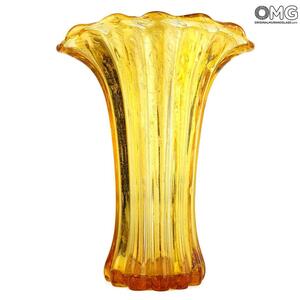 3870 ORIGINALMURANOGLASS Ваза Янтарная с золотом - муранское стекло OMG 28 см