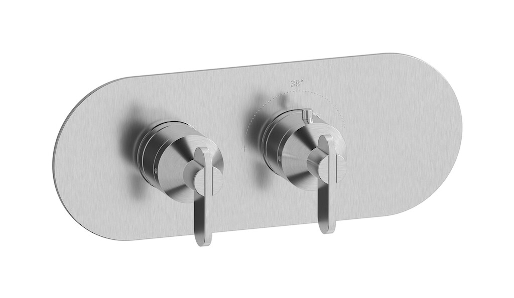 Комплект термостатической пластины и ручек Soho, односторонняя горизонтальная эллиптическая пластина WE ARE IB eua122ssnoh Brushed Nickel Aqua