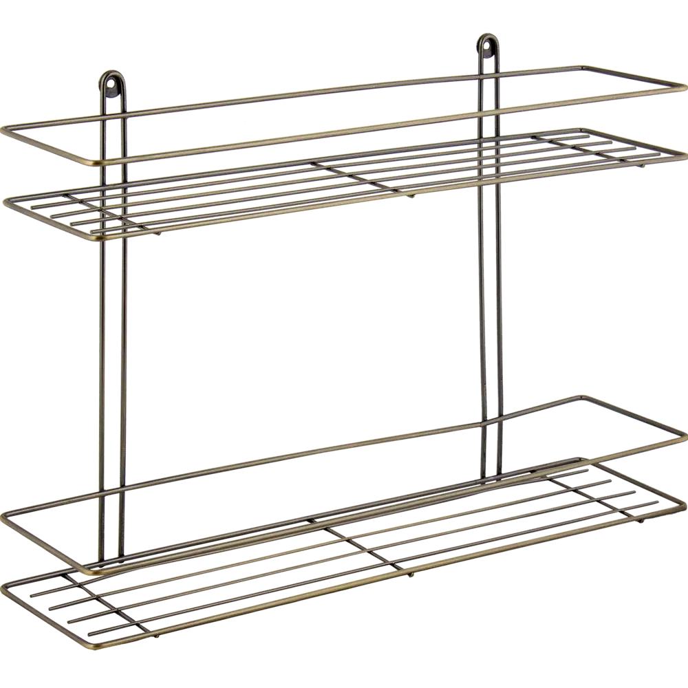 Полка для ванной комнаты Антик двухъярусная прямая цвет бронза BRISSEN BSR-1182-2 STLM-2096730