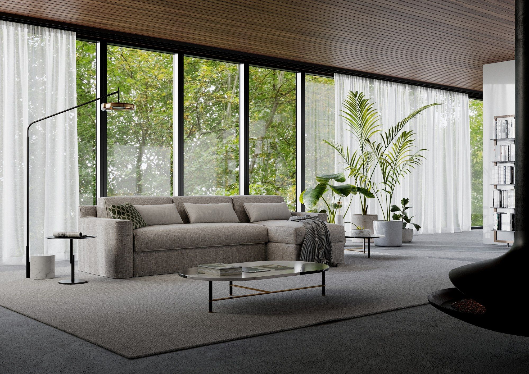 Двуспальный диван-кровать из ткани с полуостровом Milano Bedding JARREAU ARCH-00037997 - Вид №2