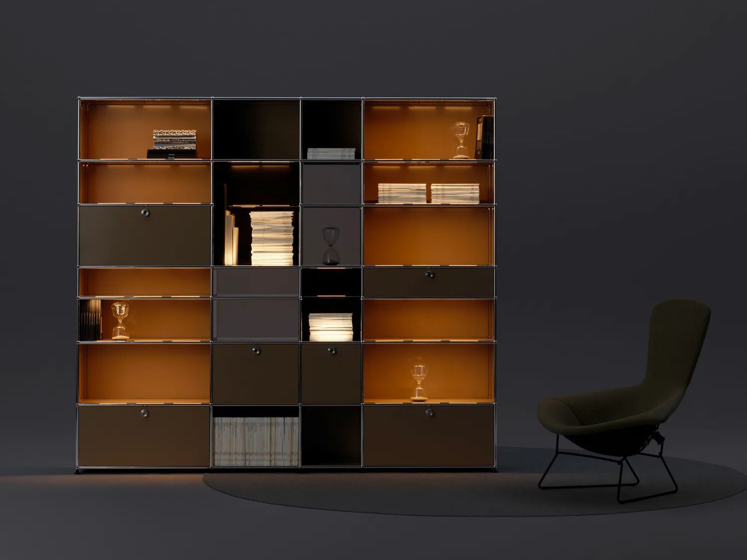 Модульная полка с освещением USM USM Haller E ARCH-00137296