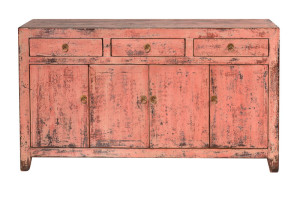 FUBR046 4-дверный мягкий розовый состаренный шкаф с основанием для шкафа ijlbrown