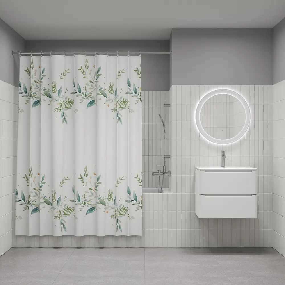 89380334 Штора для ванной Iddis Leaves LM13P18i11 200x180 см полиэстер цвет белый STLM-1566475 - Вид №7