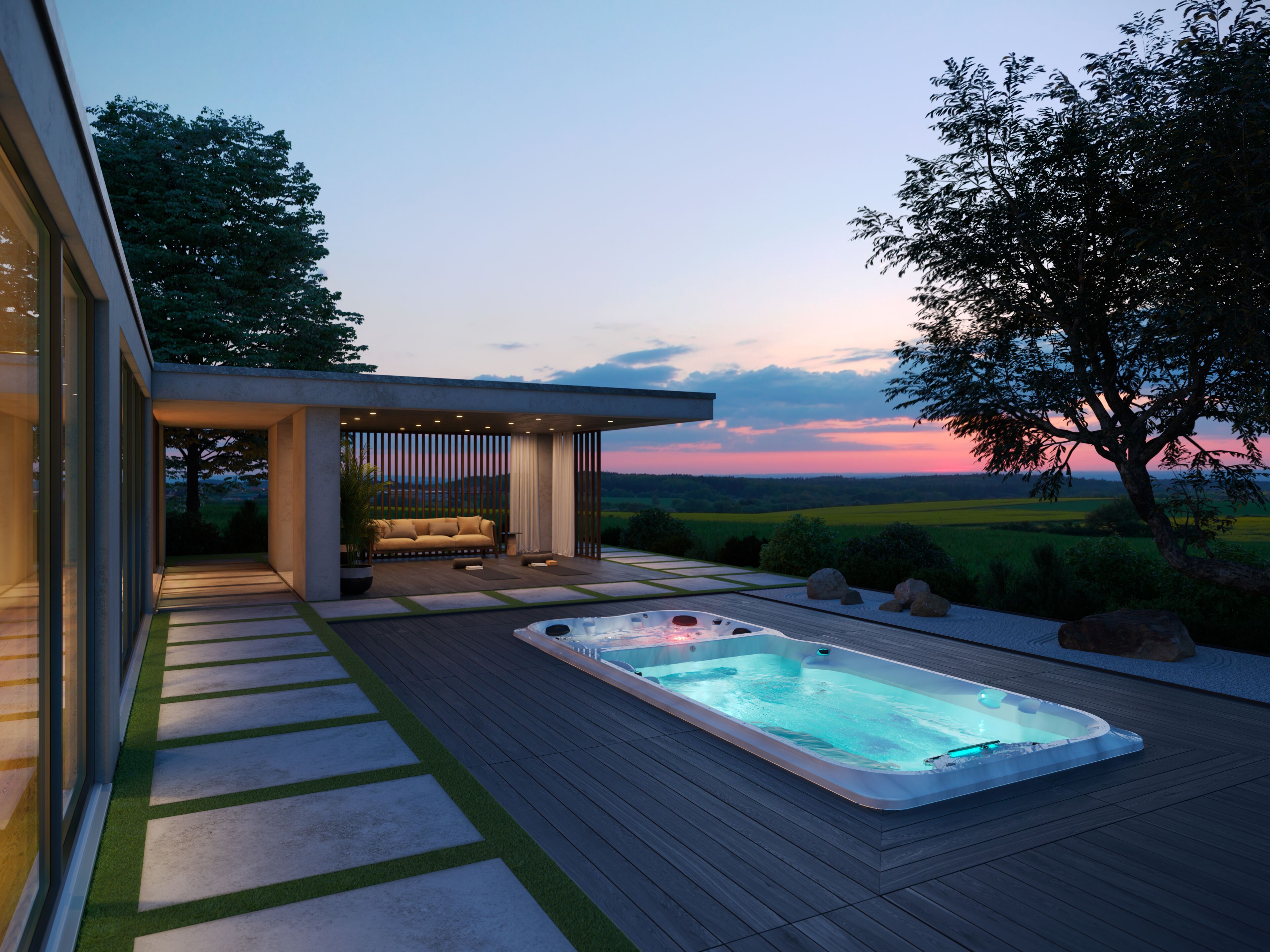 Открытый надземный мини-бассейн с противоточным плаванием Jacuzzi® Swim Spa ARCH-00081763 - Вид №27