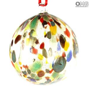 3673 ORIGINALMURANOGLASS Белый Ёлочный шар в крапинку - Особое Рождество - муранское стекло OMG  см