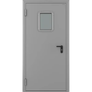 Дверь противопожарная остекленная EI60 88x205 см левая цвет светло-серый RAL7035