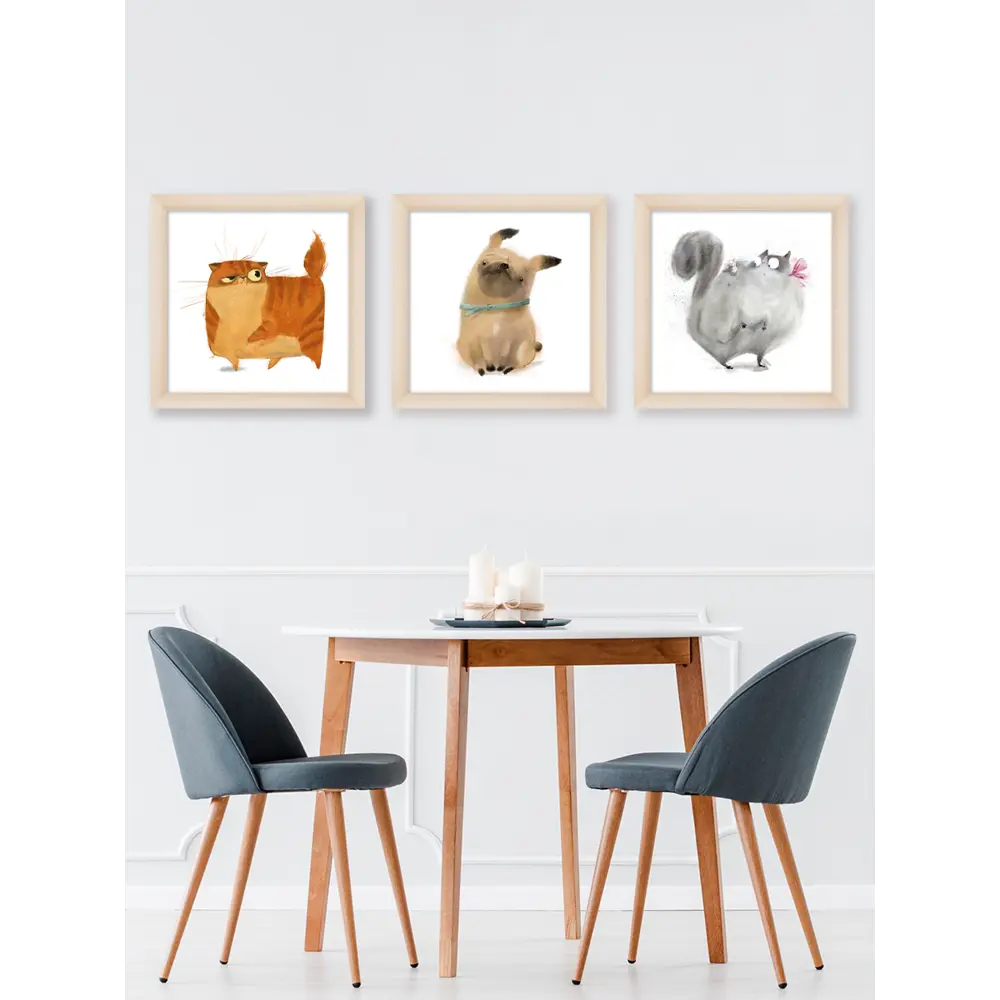Модульная картина Домашние питомцы 40x40 см 3 шт POSTERMARKET STLM-2210786 - Вид №3