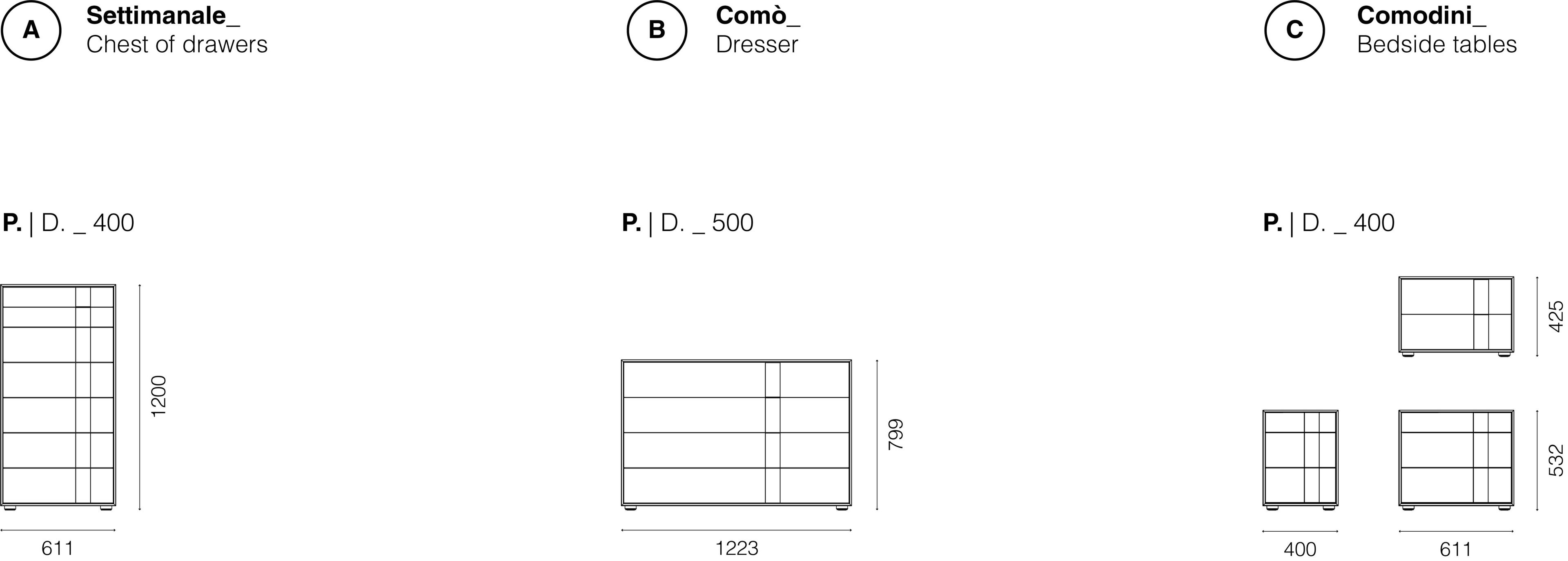 Прямоугольная тумбочка с ящиками Santalucia Mobili Quadro 12 ARCH-00033807 - Вид №1