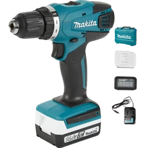 Дрель-шуруповерт аккумуляторная Makita DF347DWEX8 14.4 В Li-ion 2x1.5 Ач, набор бит