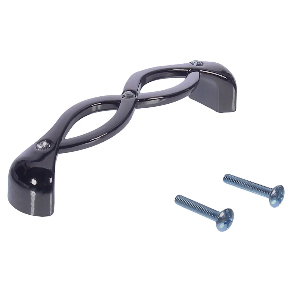 Мебельная ручка-скоба CRL34, ЦАМ, 96 мм, чёрный хром KERRON STLM-2021762 - Вид №1