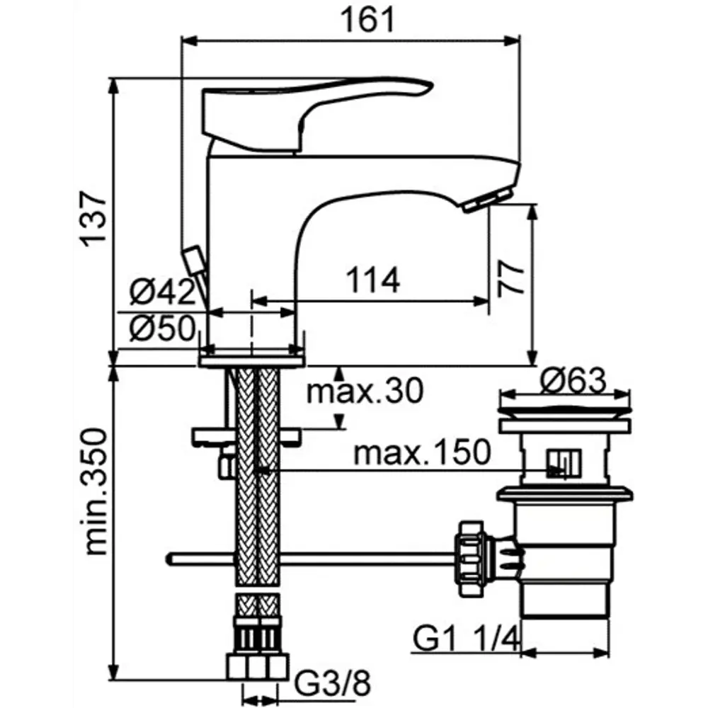 Смеситель для раковины Ideal Standard Oglio однорычажный цвет хром STLM-2001401 - Вид №4