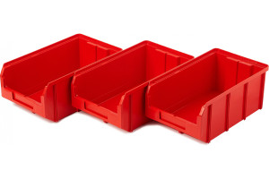 19474128 Пластиковый ящик 210х370х300мм, комплект 3 штуки, V-3-К3-красный СТЕЛЛА-ТЕХНИК