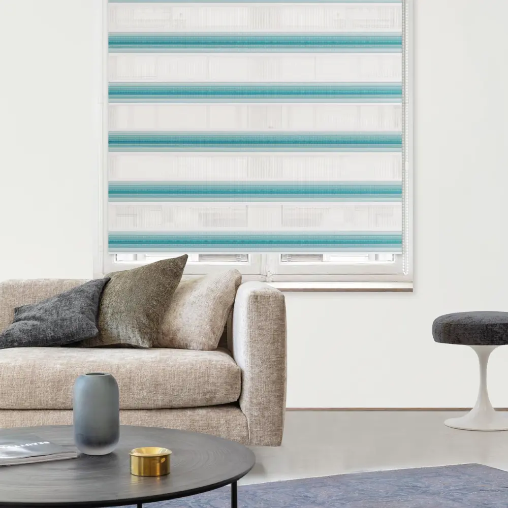 Штора рулонная день-ночь Palermo 100x250 см бирюзовая MIAMOZA Д/н Palermo STLM-2175555 - Вид №2