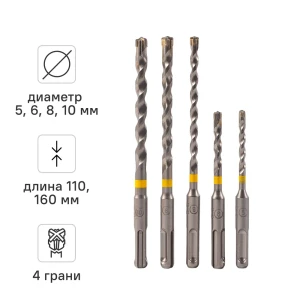 Набор буров по железобетону SDS Plus Rage Furious №1 567005, 5 шт.