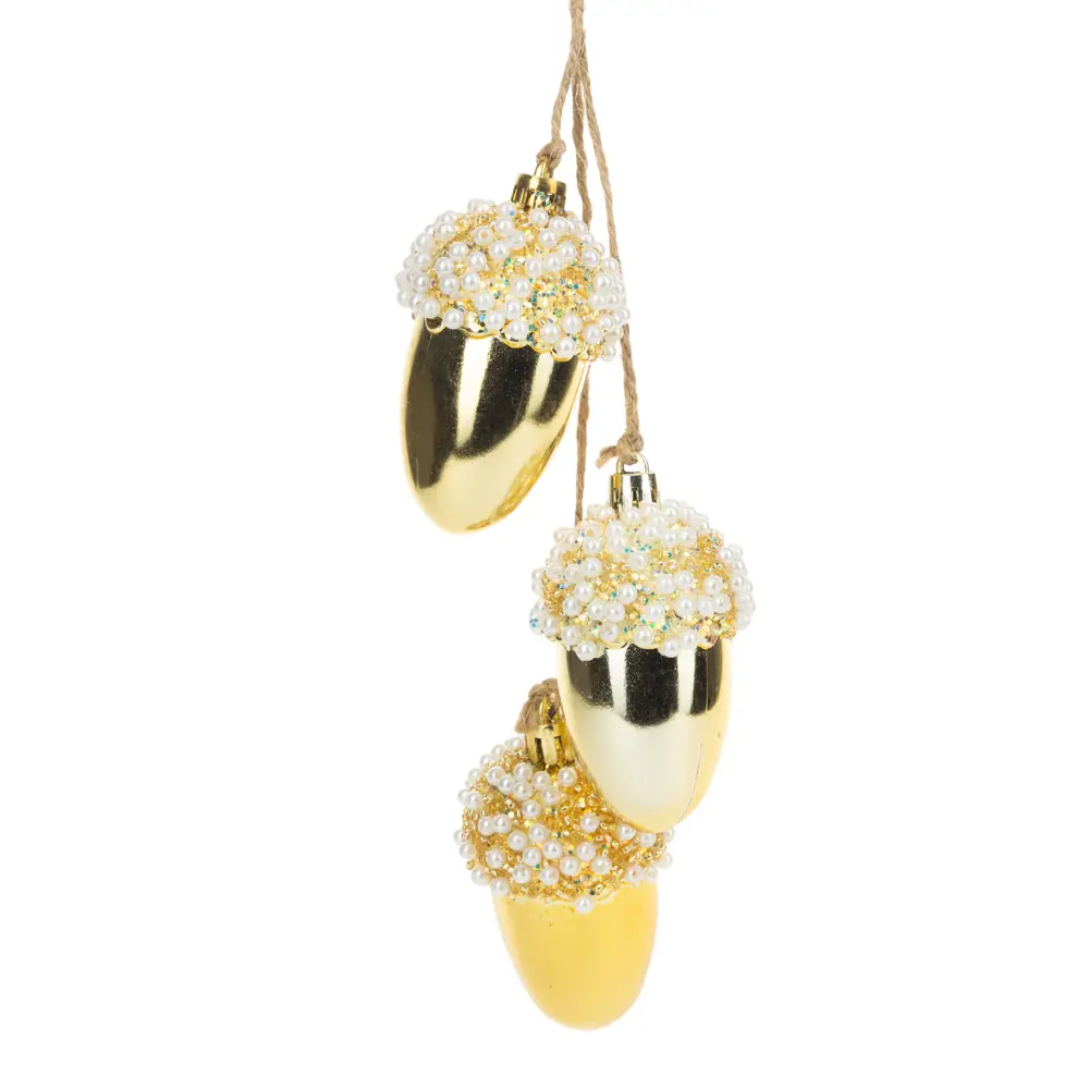 89381694 Украшение елочное Желуди золотой 3 шт. STLM-1423736 Santreyd 