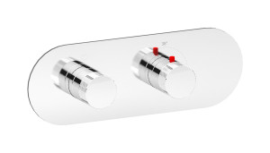 EUA622OONID1 Комплект наружных частей термостата с дивертером на 2 потребителя - горизонтальная овальная панель с ручками Industria IB Aqua - 2 потребителя с дивертером
