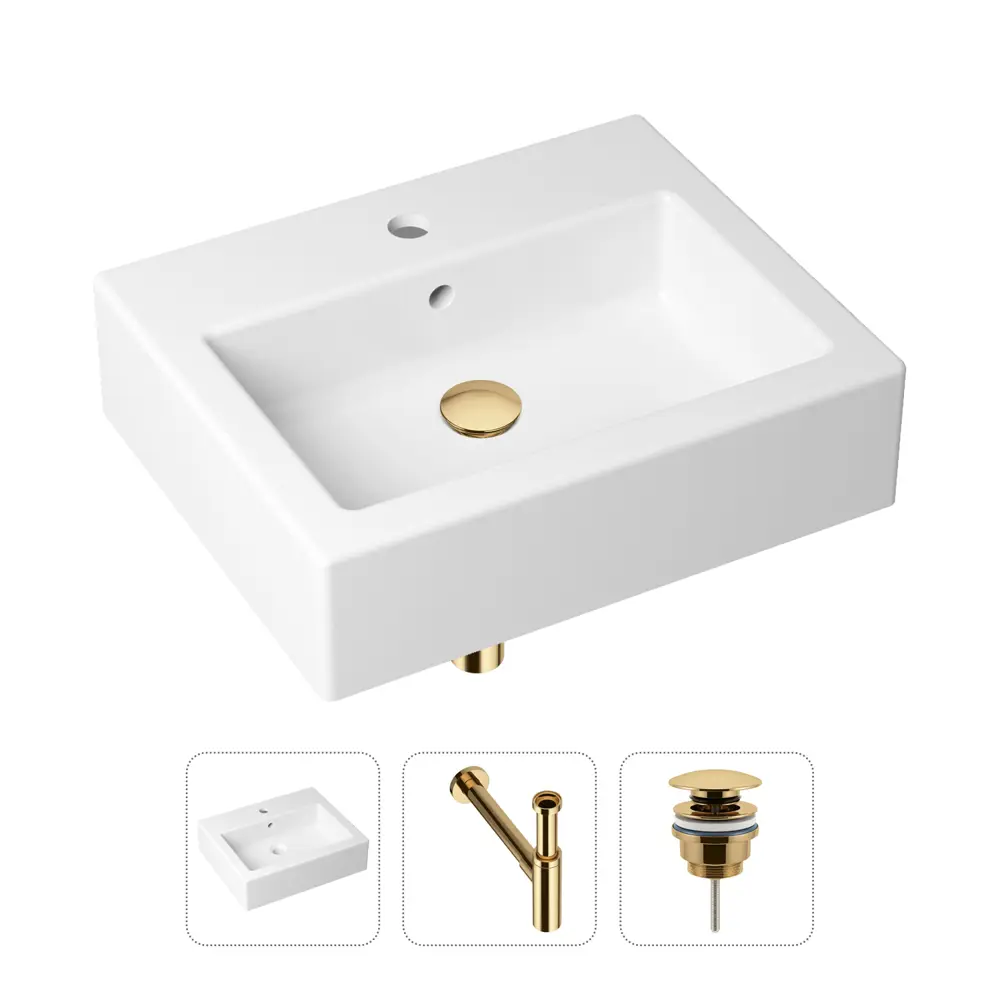 Накладная раковина Lavinia Boho Bathroom Sink 21520689 фарфор 50.5 см с донным клапаном и металлическим сифоном