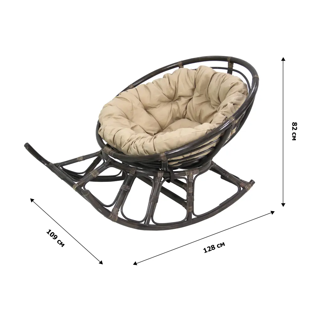 Кресло-качалка Папасан V-20C 110x60x60 см ротанг бежево-коричневый 87093054 STLM-2077020 Santreyd  - Вид №5