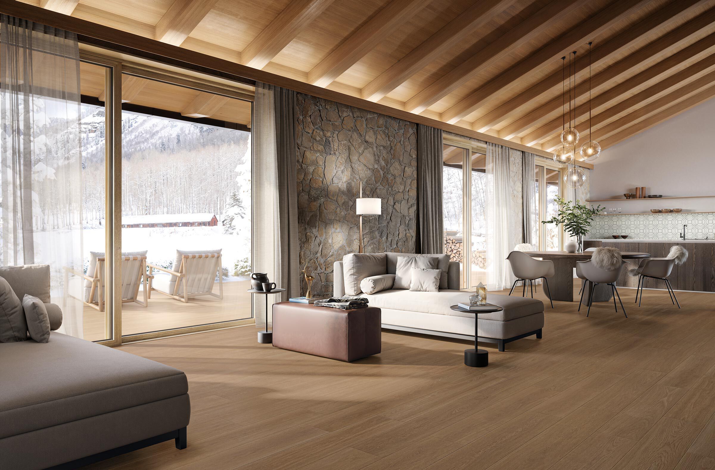 Пол / облицовка керамогранита под дерево NOVOCERAM OAKA ARCH-00084690 - Вид №7