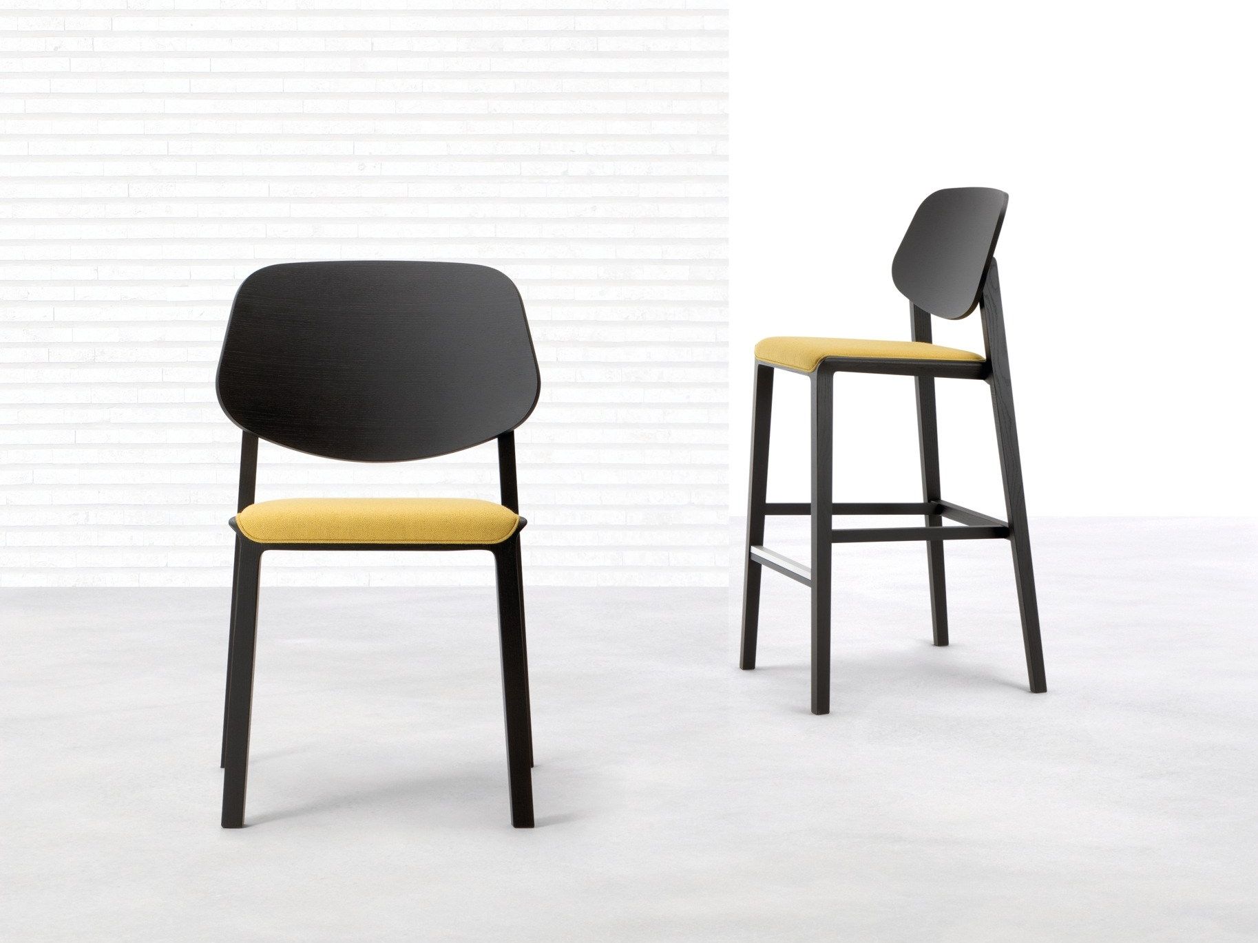 Высокий тканевый стул со спинкой с мягким сиденьем Cizeta двор ARCH-00033230 - Вид №3